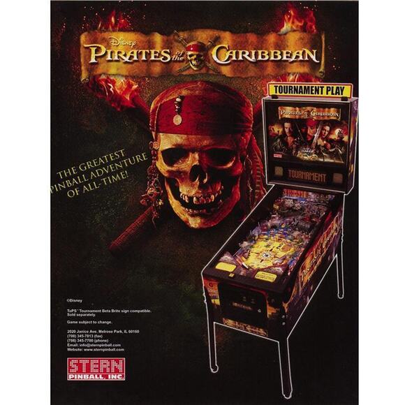 Pirates of The Caribbean Pinball FLYER Original NOS Game Vintage Promo - Picture 3 of 4